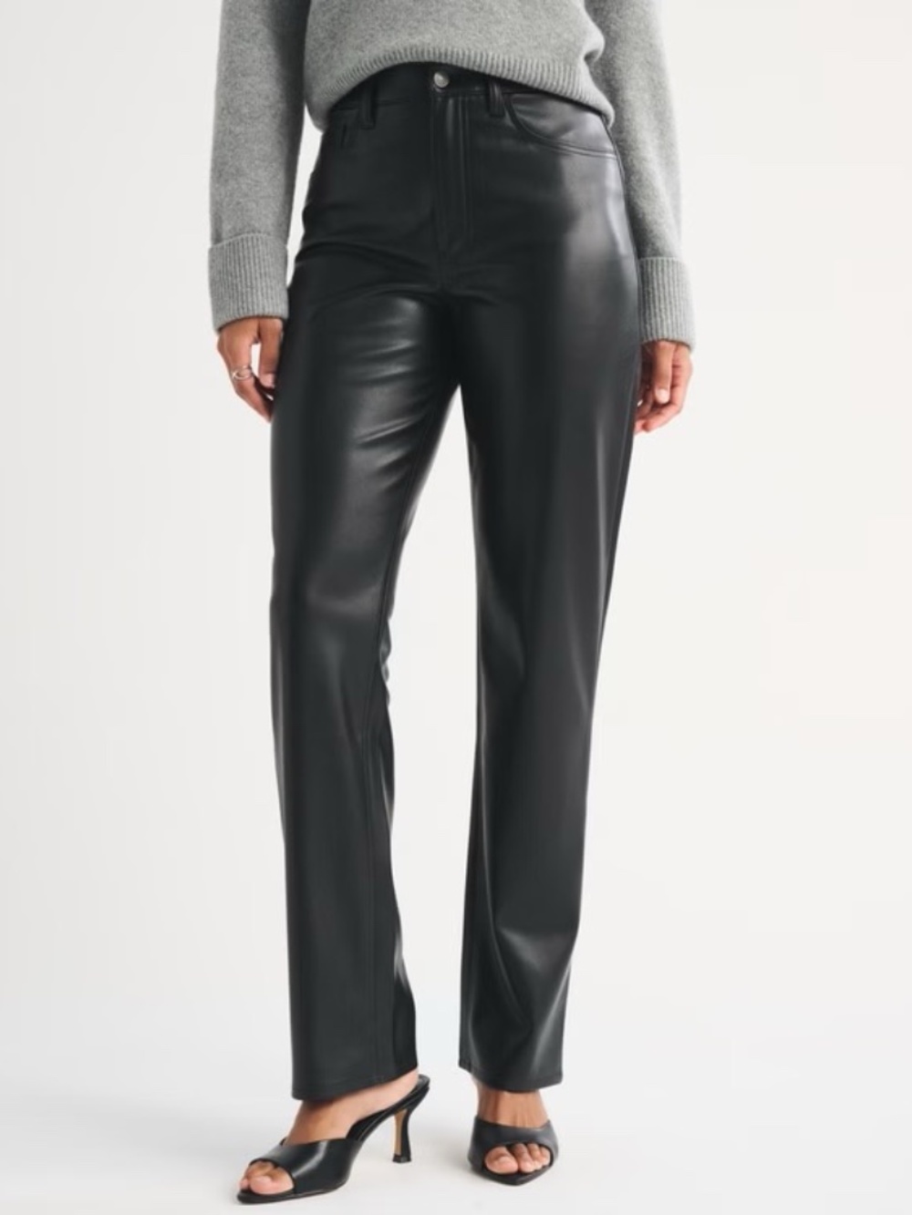Abercrombie Curve Love 90s Straight Vegan Leather Pants Black 29 8
